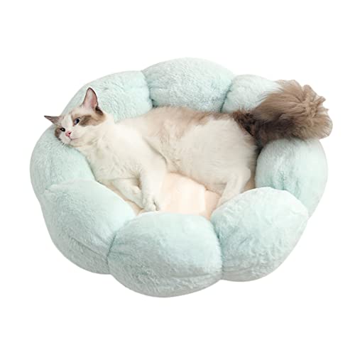 Koomuao Katzenbett Hundebett Flauschig,Waschbar rund Katzenkissen,Donut Hundekorb Katzenkorb für Katzen und kleine mittelgroßen Hunde (40cm, Grün + Rosa) von Koomuao