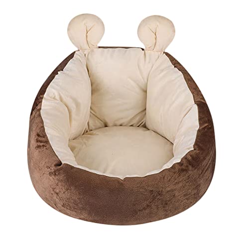 Koomuao Katzenbett Katzenkorb,Hundebett Kleine Hunde,Katzenhöhle Katzenhaus Plüsch Katzenbett Rutschfestes Hundesofa für Kleine Hunde und Katzen (L, Braun) von Koomuao