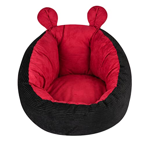 Koomuao Katzenbett Katzenkorb,Hundebett Kleine Hunde,Katzenhöhle Katzenhaus Plüsch Katzenbett Rutschfestes Hundesofa für Kleine Hunde und Katzen (L, Schwarz+Rot) von Koomuao