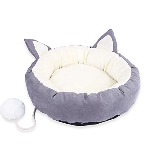 Koomuao Katzenbett flauschig,Flauschige Katzenbett mit weichem Innenkissen (waschbar) Katzenhaus Tierbett für Kleine und Mittelgroße Hunde Katzen (L, Grau) von Koomuao