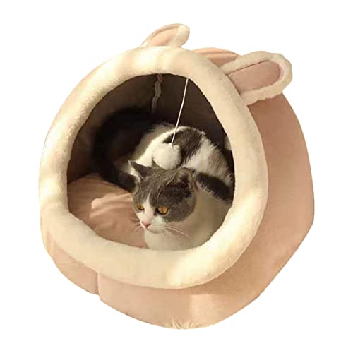 Koomuao Katzenhöhle Katzenbett Flauschig, Katzenzelt mit abnehmbarem Kissen Kissen Kuschelhöhle,Katzenhaus Tierbett für kleine bis mittel große Katzen und Hunde (L, Rosa) von Koomuao