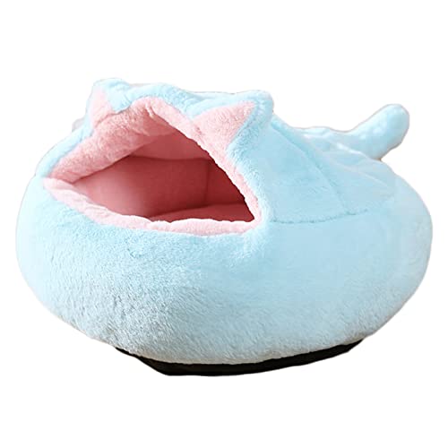 Koomuao Katzenhöhle Katzenbett flauschig,Katzenhaus Tierbett,Kätzchenbett Donut Katzensofa Hundesofa, waschbar, rutschfest Geeignet für Katzen und Hunde (40 cm, Blau) von Koomuao