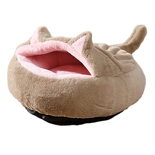 Koomuao Katzenhöhle Katzenbett flauschig,Katzenhaus Tierbett,Kätzchenbett Donut Katzensofa Hundesofa, waschbar, rutschfest Geeignet für Katzen und Hunde (40 cm, Braun) von Koomuao