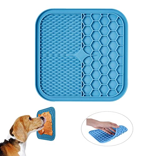 Koomuao Leckmatte für Hunde, 2 Stück Leckmatte mit 1 Silikonspatel für Katzen, Hundepads, Lecken mit Saugnäpfen für Bad, Training, Fellpflege (blau) von Koomuao