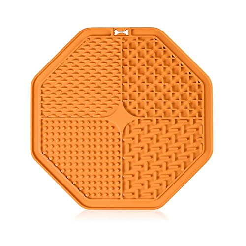 Koomuao Leckmatte für Hunde, 4 in 1, Design Dog Lick Mat aus Silikon, Leckmatte für Hunde, mit Saugnapf, für Bad, Training, Leckmatte für Leckereien, Lebensmittel (orange) von Koomuao