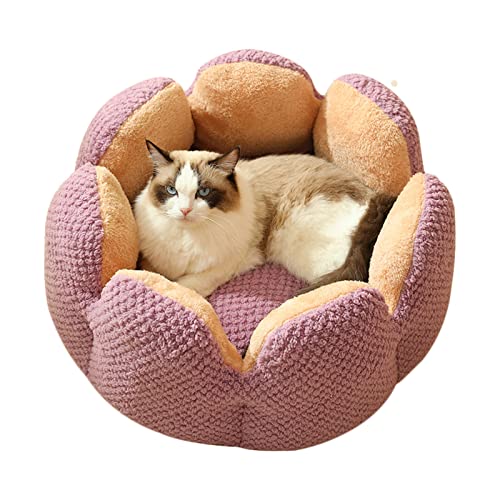 Koomuao Rundes Bett für Hunde, Katzen, weich und bequem, Haustierbett, flauschig, aus Plüsch, für Katzen und Hunde, kleine und mittelgroße – Blumenform (M-50 cm, Rosa) von Koomuao