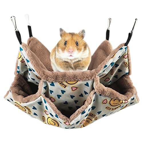 Liemuao Hängematte für kleine Haustiere,Hängematte Höhle Kleintier Schaukel,Doppelschicht Haustierkäfig Hängematten Schläfer Hängematte für Ratten, Hamster, Chinchillas (L-34*34cm, Lächeln) von Koomuao