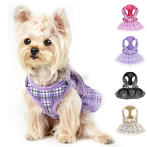 Dog Gauzy Dress Vest Harness, Dog Harness Breathable Adjustable No Pull Dog Harnesses for Small Medium Dogs Outdoor Walking Pet Supplies (Lila No Leash, X-Small Chest 11.8-14.5") von Kosiyi