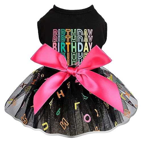 Hund Geburtstag Kleid Sommerkleidung, Anker Muster Hundekleider, Prinzessin Haustier Kleidung Welpen Kleid für kleine Hunde Mädchen, Hunde Outfits Katzenbekleidung (X-Large, Schwarz) von Kosiyi