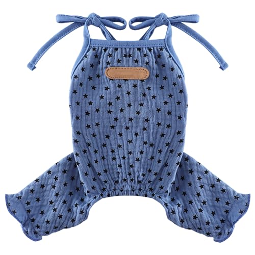 Hunde-Pyjama, Frühlings- und Sommer-Hundekleidung für kleine Hunde, Mädchen, Jungen, Sternriemen, Welpen-Einteiler, Schlafanzug für Hunde, Haustiere, Katzen, Jammies, Bekleidung, Blau von Kosiyi