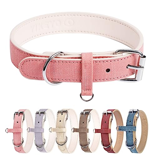 Hundehalsband für kleine, mittelgroße und große Hunde, Haustierhalsband, für Mädchen und Jungen, PU-Leder, kariert, verstellbar, Chihuahua, Teetasse, Yorkie, Welpenhalsband, Katzen (klein (Halsumfang von Kosiyi