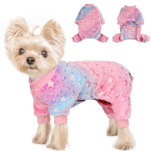 Hundepullover für kleine Hunde, Fleece, Winterkleidung, 4 Beine, Welpenpullover, weicher Einteiler, warmer Haustier-Pyjama, kleine Hunde-Outfits von Kosiyi