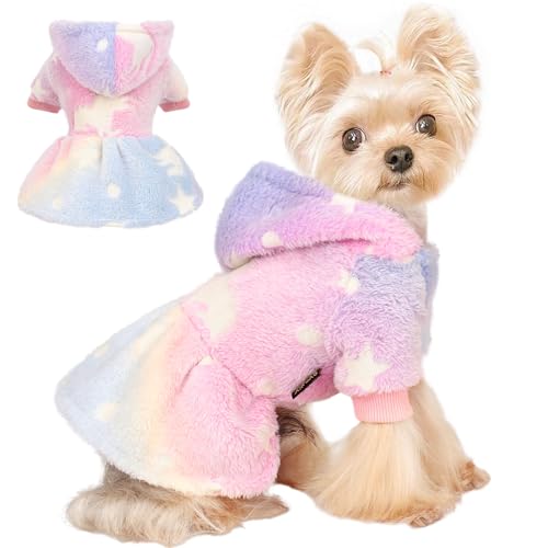 Kosiyi Hundepullover aus Fleece, Winterkleidung für kleine Hunde, Jungen, Mädchen, Haustier-Kapuzenpullover für Hunde, kaltes Wetter, Hundemantel, Herbst-Hunde-Sweatshirt für Chihuahua, Yorkie, Katze, von Kosiyi