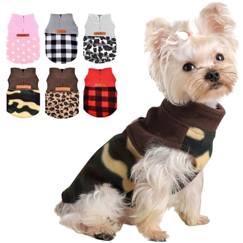 Teacup Hundekleidung für kleine Hunde Junge Mädchen Camouflage Fleece Chihuahua Pullover XXS~S Winter Warm Puppy Sweater Tiny Dog Outfits Teacup Yorkie Pet Halloween Christmas Sweater, XS, Camo von Kosiyi