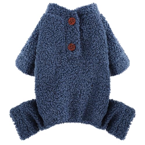 Teddy-Fleece-Schlafanzug, für kleine Hunde, Größe XS, Blau von Kosiyi