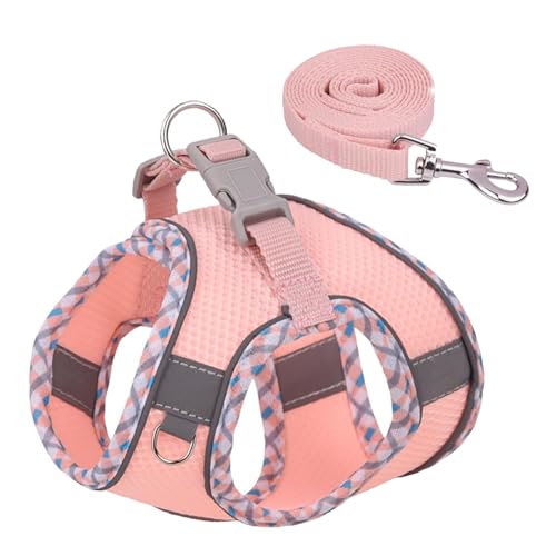 Kotkiddy® Hundegeschirr Kleine Hunde, Reflektierend Hunde Geschirr, Air-Mesh Katzengeschirr mit Leine, Weich Hunde Brustgeschirr für Welpen Katzen - Rosa,S von Kotkiddy