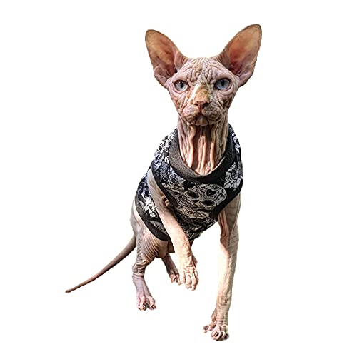 Kotomoda Cat's T-Shirt Black Sculls fьr Sphynx und Nackte Katzen (XL) von Kotomoda