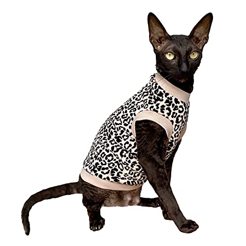 Kotomoda Cat's T-Shirt Weißer Leopard Bio-Velours für Sphynx und Nacktkatzen (L) von Kotomoda