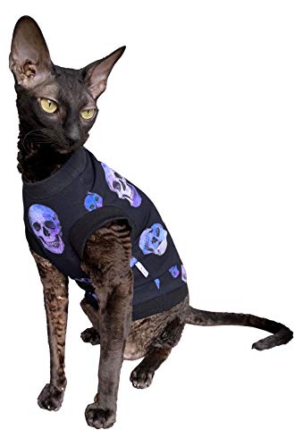 Kotomoda Hairless Cat's Kleidung Baumwolle T-Shirt lila Schдdel fьr Sphynx Katzen (M) von Kotomoda