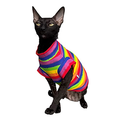 Kotomoda Katzen Kleidung Baumwolle T-Shirt Colorful Life Sphynx Katzen (L) von Kotomoda