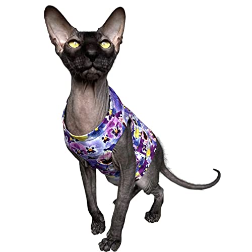 Kotomoda Katzen Kleidung Baumwolle Tank Stiefmьtterchen Sphynx Katzen (XS) von Kotomoda