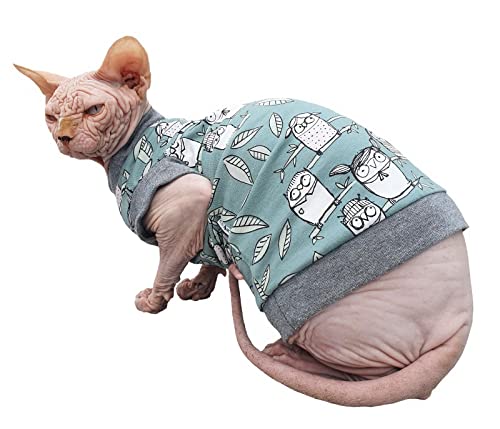 Kotomoda Katzen-T-Shirt fьr Sphynx und nackte Katzen, Grцяe M, Grьn von Kotomoda