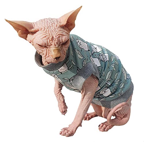 Kotomoda Katzen-T-Shirt fьr Sphynx und nackte Katzen, klein, Grьn von Kotomoda