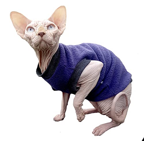 Kotomoda Katzenpullover, Fleece, für Sphynx und Nackte Katzen, Größe XL, Violett von Kotomoda