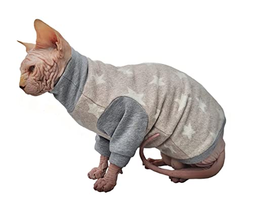 Kotomoda Katzenpullover Winterpullover Sortieren Sterne Bio Fleece für Sphynx und Nackte Katzen (XL) von Kotomoda