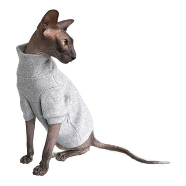 Kotomoda Gemütlicher Komfort für haarlose Schönheiten: Winterpullover, gebürstetes Kokosgrau, für Sphynx und nackte Katzen, Größe L von Kotomoda