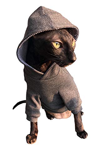 Kotomoda Sphynx Katzen Kleidung DUNKELGRAU Kapuzenpullover Trautes Heim, Glьck allein (L) von Kotomoda