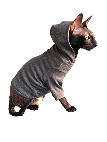 Kotomoda Sphynx Katzen Kleidung DUNKELGRAU Kapuzenpullover Trautes Heim, Glьck allein (S) von Kotomoda