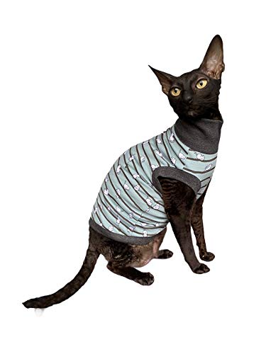 Kotomoda Sphynx Katzen-Rollkragenpullover für kleine Katzen, grün, nackte Katze, haarlos, Größe XS von Kotomoda