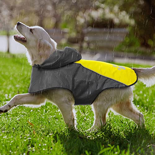 Kpuplol Hunderegenmantel, Regenmantel Hund Wasserdicht, Hundemantel Regenjacke mit Kapuze und Reflex Streifen,Hundejacke Ultraleicht Atmungsaktiv Für Kleiner/Mittlerer/Großer Hunde Outdoor Wandern von Kpuplol