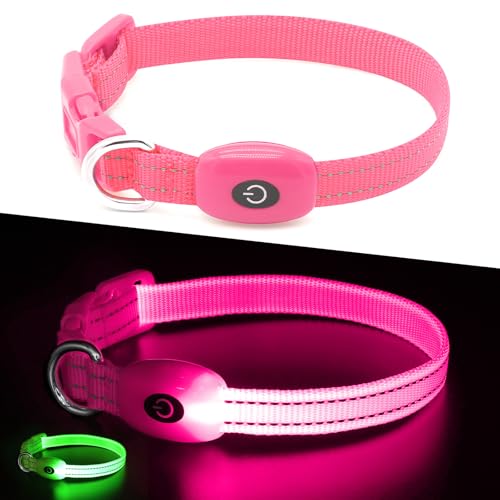 Kpuplol Leuchtendes Hundehalsband, LED-Hundehalsband, wiederaufladbar, wasserdicht, verstellbar, blinkend, für nächtliches sicheres Spazierengehen, leuchtet im Dunkeln, für kleine, mittelgroße und von Kpuplol