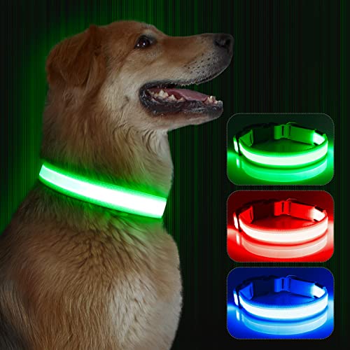 Kpuplol Leuchthalsband Hund, Hundehalsband Leuchtend, Wiederaufladbar Hundehalsband Leuchtend LED Halsband für Hunde Einstellbare Größe, 3 Beleuchtungsmodi für Kleine Mittlere Große Hunde von Kpuplol