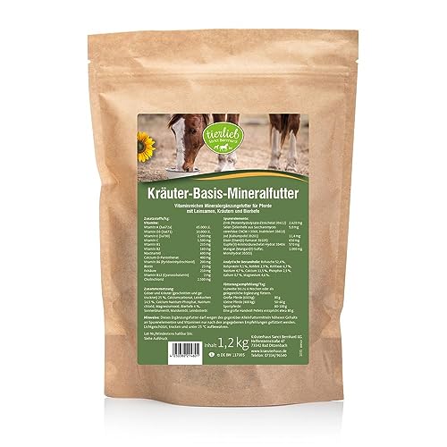 Sanct Bernhard tierlieb Kräuter-Basis-Mineralfutter | Für Pferde | Mit Leinsamen, Kräutern & Bierhefe | Mineralergänzungsfutter | 1,2kg von Kräuterhaus Sanct Bernhard