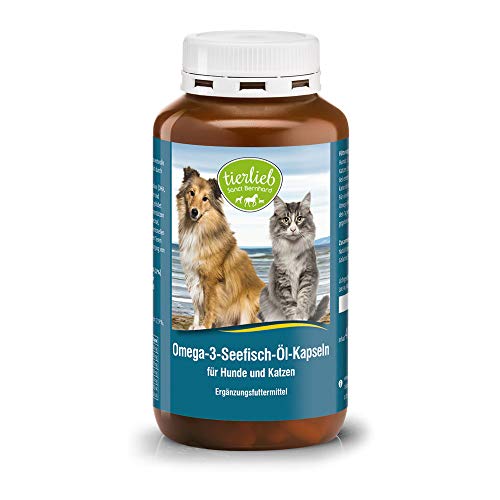 tierlieb Omega-3 Seefischöl-Kapseln | EPA (18%) & DHA (12%) | Für Hunde & Katzen | 400 Kapseln von Kräuterhaus Sanct Bernhard