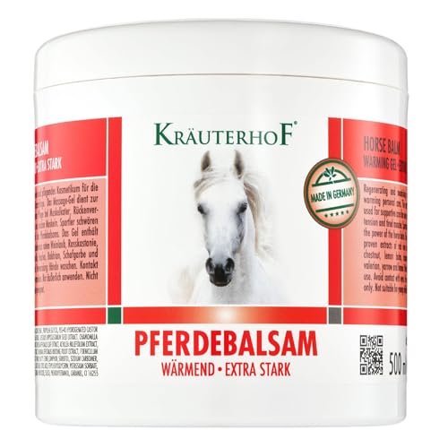 Kräuterhof® Pferdebalsam Wärmend & Extra Stark – Wärmendes Massagegel Für Müde Muskeln & Gelenke Mit Wärme-Wirkung, Zur Pflege Bei Muskelkater, Rückenverspannungen & Gelenkbeschwerden von Kräuterhof