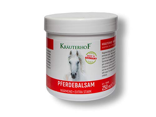 Pferdebalsam Wärmend Extra Stark von Kräuterhof 250ml - Gegen Rückenschmerzen, Gelenkschmerzen - Heilt durch Wärme und natürlichen Ingredienzien - Perfekt für Sport, Muskelkater, Rheuma von Kräuterhof