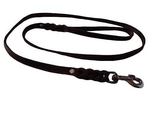 Hundeleine Schleppleine aus Fettleder 3m bis 10m, 15mm, Braun, Jagd und Training, Mantrailing (10m) von Krambambulishop.de