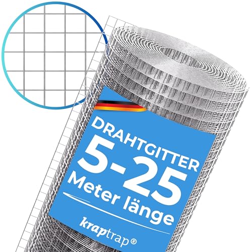 KrapTrap 10x10mm Masche I Volierendraht Drahtgitter Drahtzaun Käfigzaun Hasendraht (1m x 5m) von KrapTrap