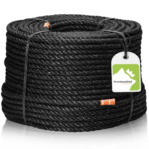 Kratzbaumland Premium-Sisalseil schwarz 10 mm, schwarzes Sisalseil für Kratzbäume (versch. Längen) (25 Meter) von Kratzbaumland