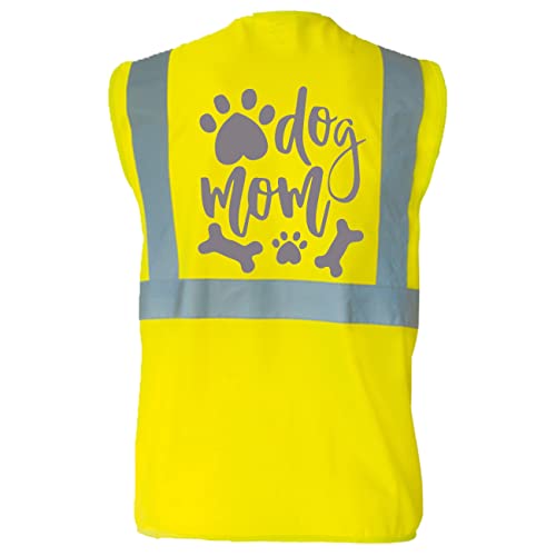 Warnweste für den Hundebesitzer mit lustigem Motiv: Dog Mom - Farbe: Gelb - Größe: 4XL von Kreativ-Shop!