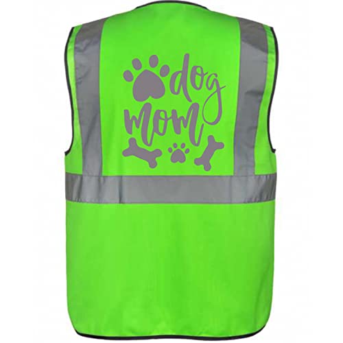 Warnweste für den Hundebesitzer mit lustigem Motiv: Dog Mom - Farbe: Neon Grün Größe: 3XL von Kreativ-Shop!