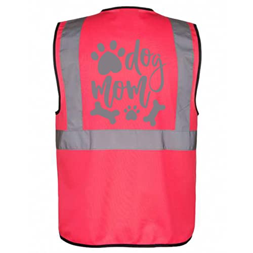 Warnweste für den Hundebesitzer mit lustigem Motiv: Dog Mom - Farbe: Pink Größe: 3XL von Kreativ-Shop!