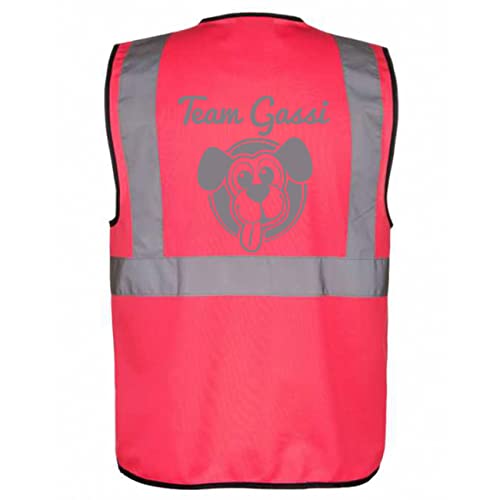 Warnweste für den Hundebesitzer mit lustigem Motiv: Team Gassi - Farbe: Pink Größe: 4XL von Kreativ-Shop!