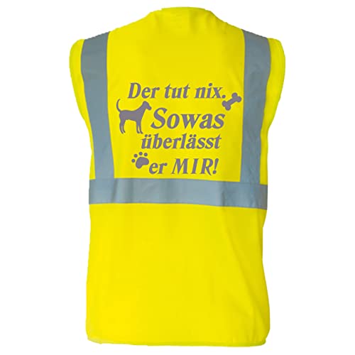 Warnweste für den Hundebesitzer mit lustigem Motiv:Der TUT nix. - Farbe: Gelb - Größe: 3XL von Kreativ-Shop!