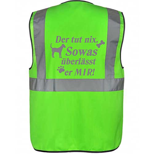 Warnweste für den Hundebesitzer mit lustigem Motiv:Der TUT nix. - Farbe: Neon Grün Größe: 3XL von Kreativ-Shop!