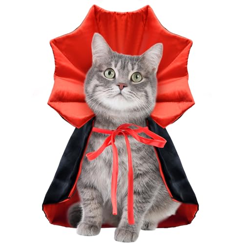 Halloween-Kostüm für Haustiere, Vampirumhang und Zauberer-Outfit für kleine bis mittelgroße Hunde und Katzen, Hexen-Cosplay-Bekleidung, Haustier-Halloween-Partyzubehör von Kreyfer